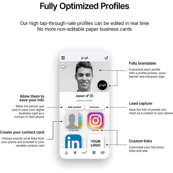 3 Popl Digital Business Card/Smart NFC Sticker/Compatible w/ iPhone and Android - Picture 14 of 15